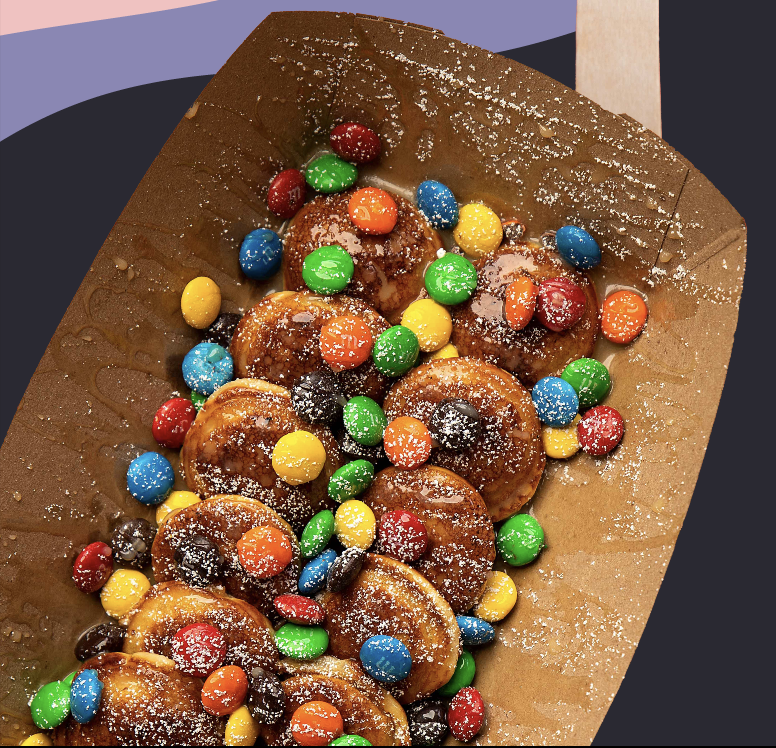 Rainbow Puffies at Panda Pancakes and Ice Cream Burnaby BC - Colorful and fun pancakes topped with vibrant cereal and sweet treats